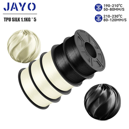 JAYO 5Rolls PLA/PLA Plus/petg/ABS/TPU/PLA meta/PLAYG/HS-PLA 3D Printer Filament 1.75mm FDM 3D Printer Materials for 3D Printer