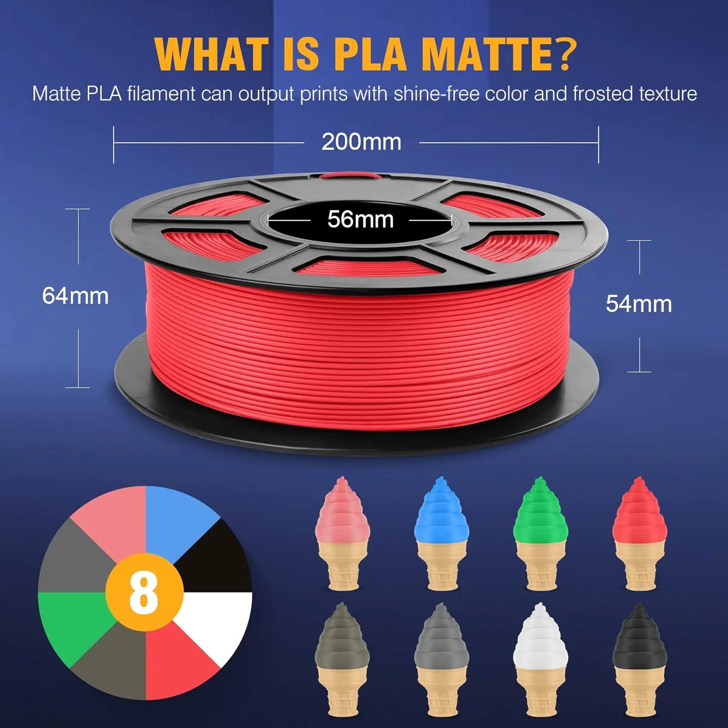 SUNLU Mix-Color 2Roll PLA/PLA Matte/Clear Filament 1.75mm 1kg Spool (2.2lbs) Neatly Wound Filament Fit Most FDM Printer