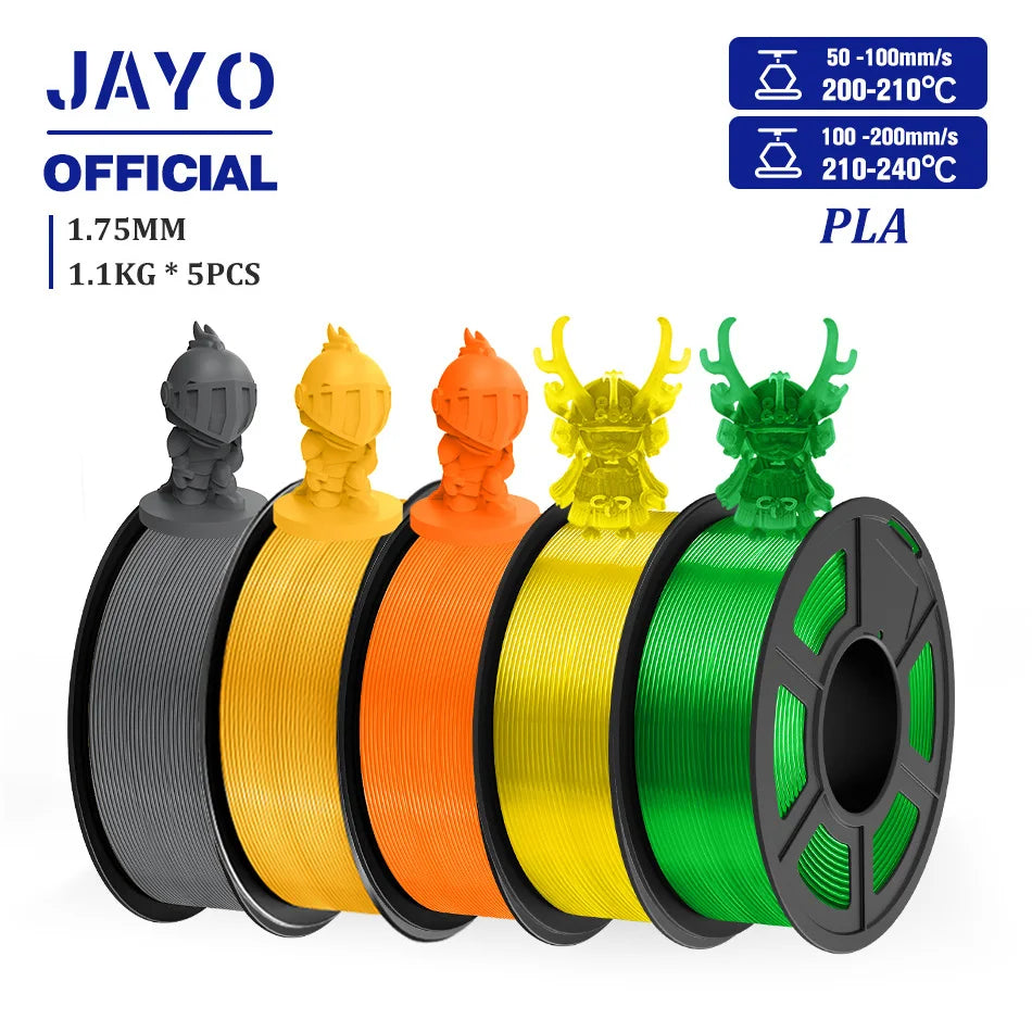 JAYO PLA Filament 1.75MM 5 Rolls/set 3D Printer Filament PLA For FDM 3D Printers Neatly Wound 3D Printing Filament Macaron Color