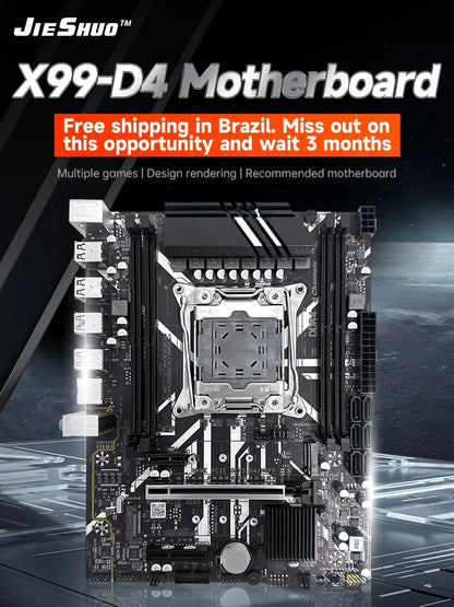 JIESHUO NEW X99 Gaming Motherboard USB3.0 Dual Channel DDR4 Memory PCIEx16 LGA2011-3 Support M.2 NVME for Computer Components