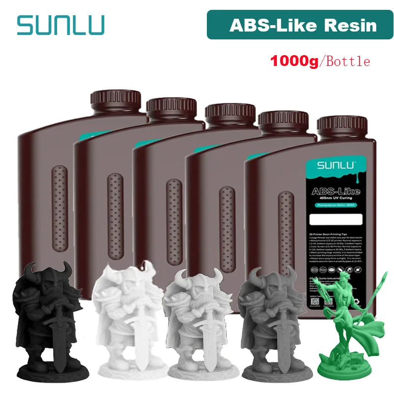 SUNLU 5KG ABS Like Resin 1000G/Bottle 405nm UV Curing Photopolymer Rapid 3D Resin for 2K 4K 6K 8K LCD/DLP/SLA 3D Printers