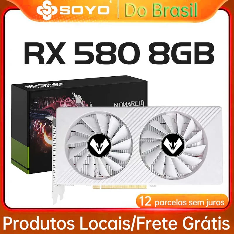 SOYO Radeon RX580 8G Graphics Cards GDDR5 Video Card DP DVI PCIE3.0x16 for Gaming Computer GPU Card RX 580 Full New SOYO AMD