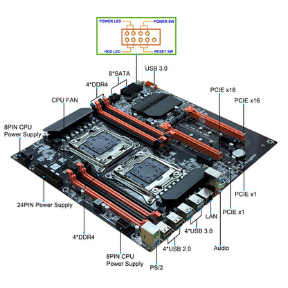 Brazil in Stock MLLSEPlaca-mãe X99 DUAL LGA 2011-3 CPU Socket C612 Mainboard DDR4 M.2 NVME Intel Xeon E Series Kit AI