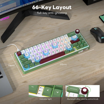 RK R65 Brazilian Portuguese Mechanical keyboard 66Keys Gasket RGB Backlit Hot-swappable Gamer keyboard Brazil RK Royal Kludge