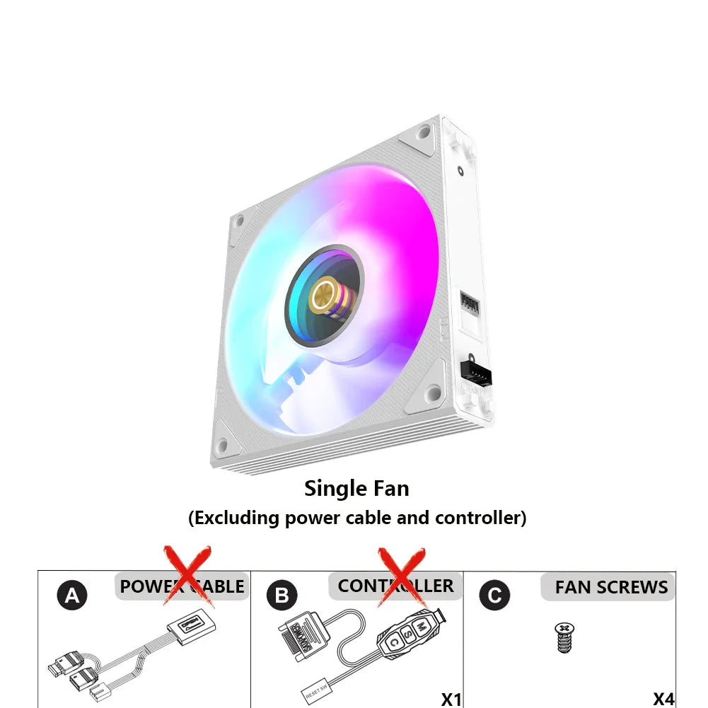 Wovibo Wireless Splicing 120mm Uni Fan Cabless Cooling Fans Cooler PWM 4PIN 5V ARGB RGB PC Computer Case Fans 12cm