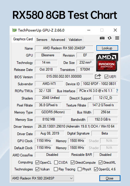 Radeon RX580 8G Graphics Cards GDDR5 Video Card DP DVI PCIE3.0x16 for Gaming Computer GPU Card RX 580 Full New MAXSUN AMD