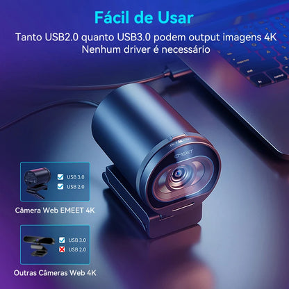 4K Webcam S600 Streaming Camera EMEET USB Camera for PC/Computer/Youtube/VideoChat