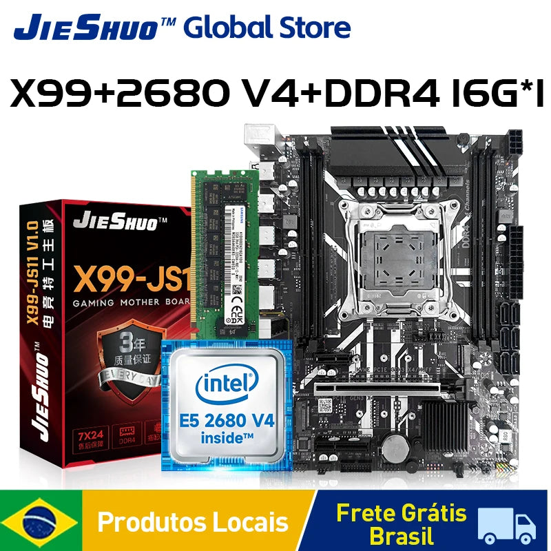 JIESHUO NEW X99 Gaming Motherboard USB3.0 Dual Channel DDR4 Memory PCIEx16 LGA2011-3 Support M.2 NVME for Computer Components