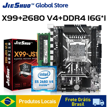 JIESHUO NEW X99 Gaming Motherboard USB3.0 Dual Channel DDR4 Memory PCIEx16 LGA2011-3 Support M.2 NVME for Computer Components