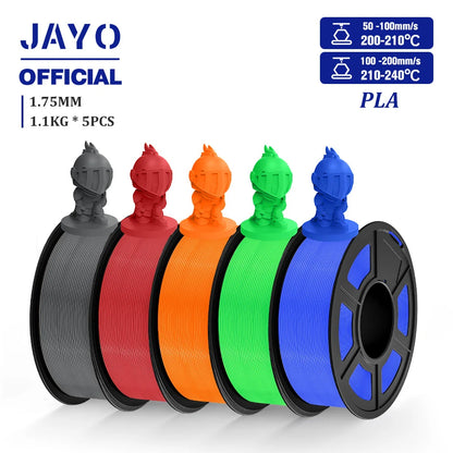 JAYO PLA Filament 1.75MM 5 Rolls/set 3D Printer Filament PLA For FDM 3D Printers Neatly Wound 3D Printing Filament Macaron Color