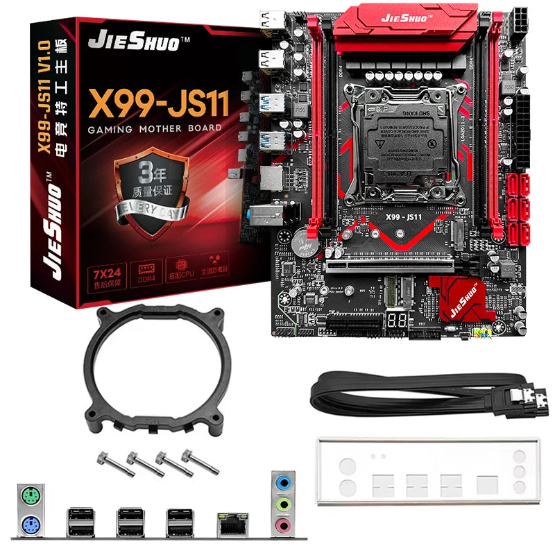 JIESHUO X99-JS11 Motherboard Set with Intel Xeon E5 2682 V4 CPU & Four-channel DDR4 16G  2133MHz RAM for Gaming Computer