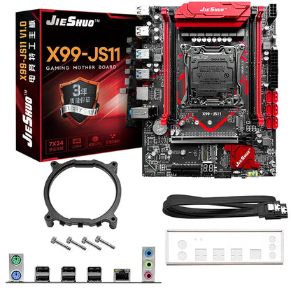 JIESHUO X99-JS11 Motherboard Set with Intel Xeon E5 2682 V4 CPU & Four-channel DDR4 16G  2133MHz RAM for Gaming Computer