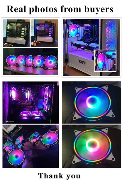 Wovibo 120mm Fan ARGB RGB Cooling Ventilador 6PIN Rainbow Computer Case Chassis Fans 12V Silent Adjust 12cm Aura Sync