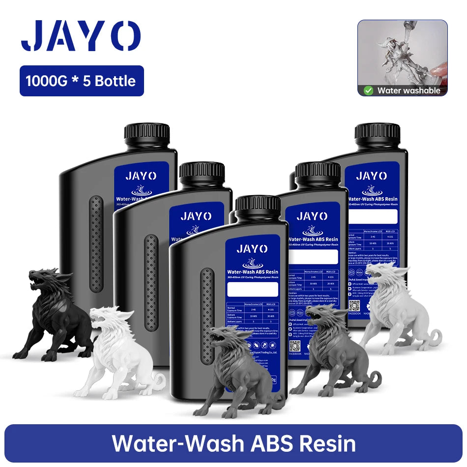 JAYO Water Washable Resin For 3D Printer 405nm UV Resin Water-Wash 3D Printer Resin For DLP LCD Printer 3D Printing Material