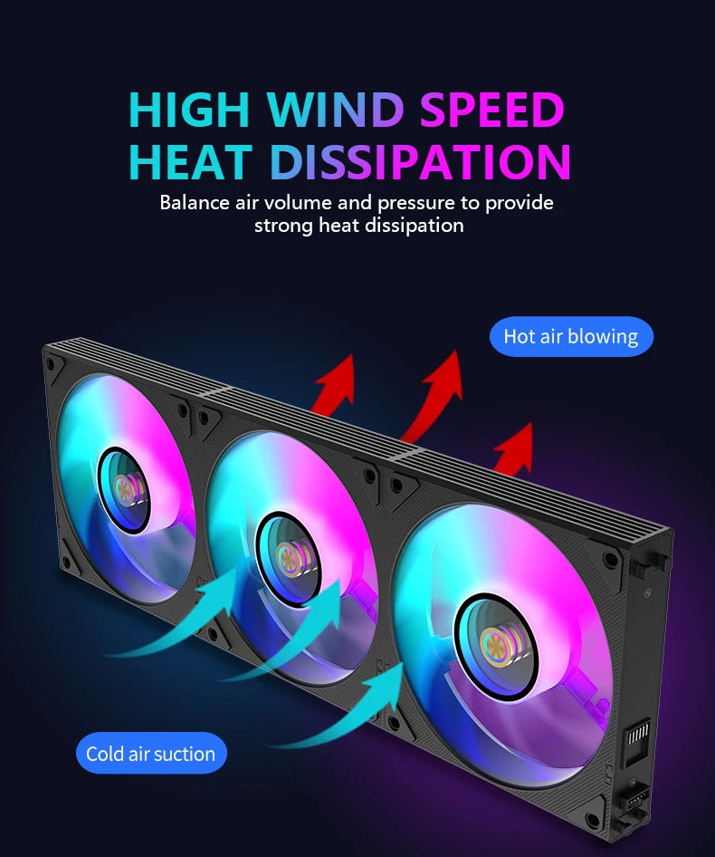 Wovibo Wireless Splicing 120mm Uni Fan Cabless Cooling Fans Cooler PWM 4PIN 5V ARGB RGB PC Computer Case Fans 12cm