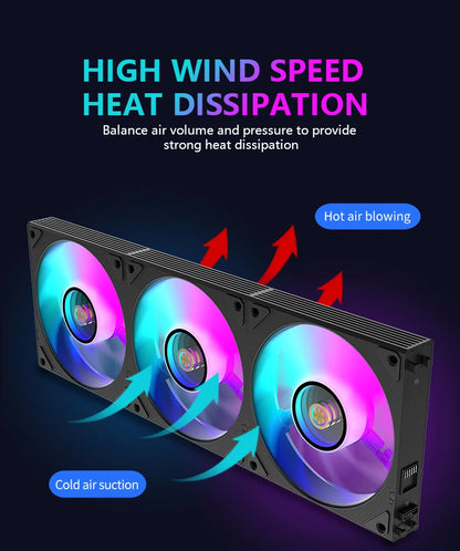 Wovibo Wireless Splicing 120mm Uni Fan Cabless Cooling Fans Cooler PWM 4PIN 5V ARGB RGB PC Computer Case Fans 12cm