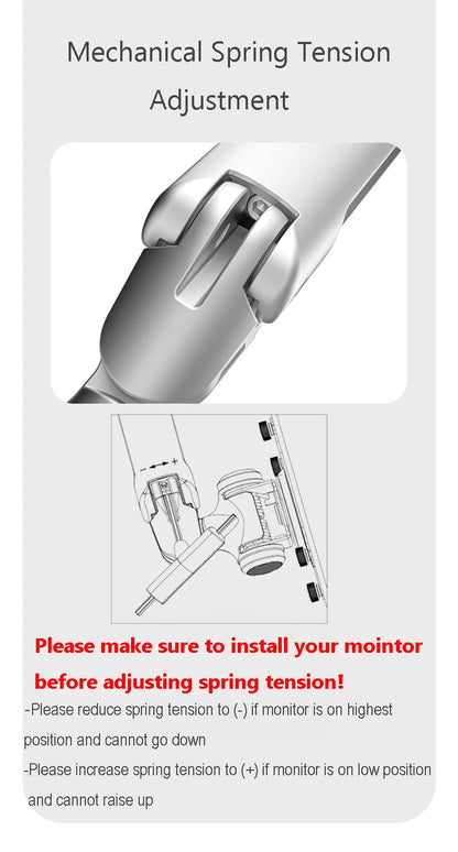 V62CT Aluminum Alloy Desktop Mount Dual Use 17-27 inch Monitor Support 17 inch Laptop Holder Mechanical Spring Arm