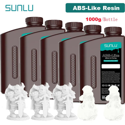 SUNLU 5KG ABS Like Resin 1000G/Bottle 405nm UV Curing Photopolymer Rapid 3D Resin for 2K 4K 6K 8K LCD/DLP/SLA 3D Printers