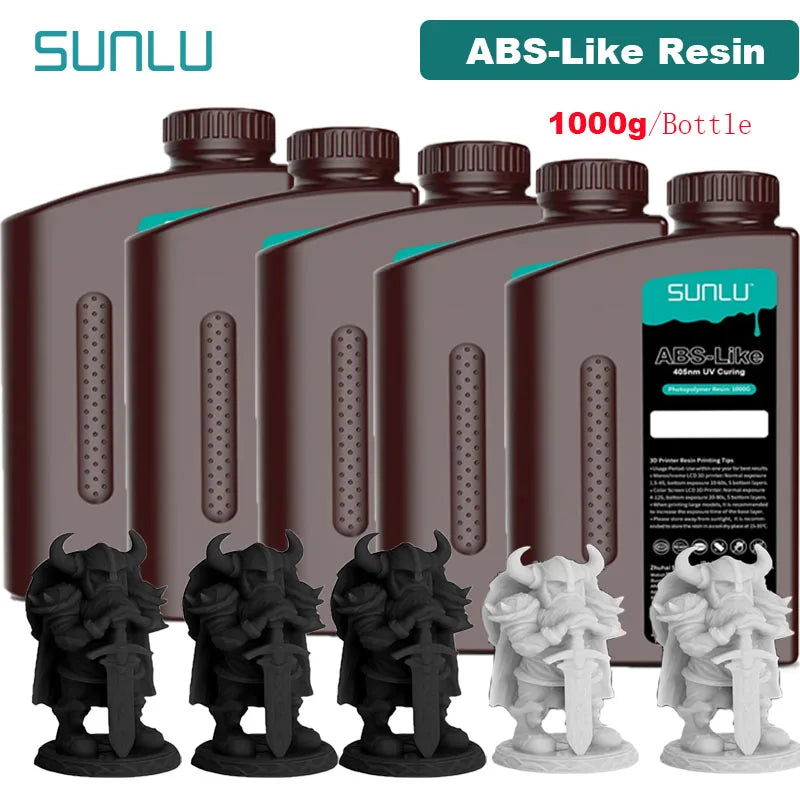 SUNLU 5KG ABS Like Resin 1000G/Bottle 405nm UV Curing Photopolymer Rapid 3D Resin for 2K 4K 6K 8K LCD/DLP/SLA 3D Printers