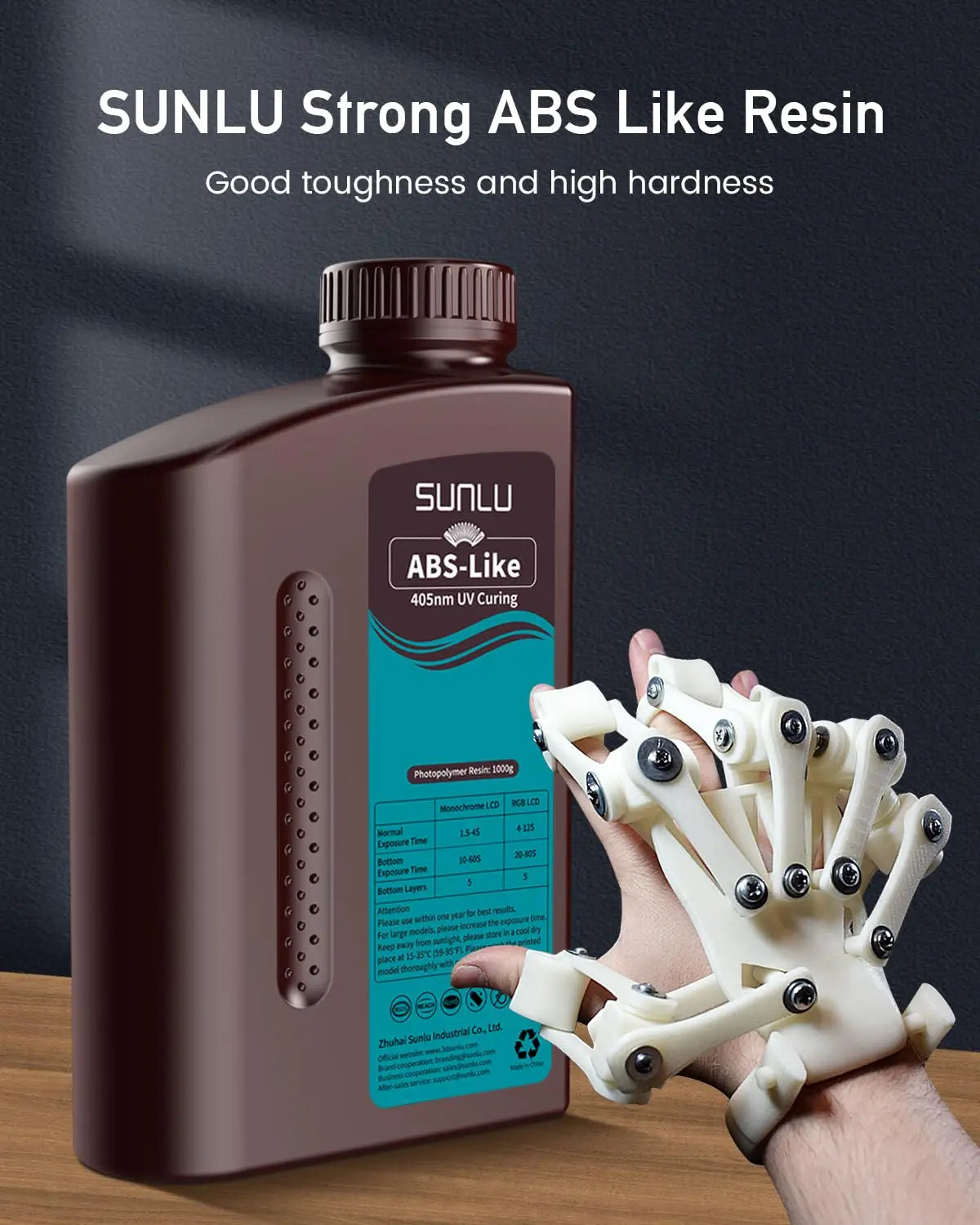 SUNLU 5KG ABS Like Resin 1000G/Bottle 405nm UV Curing Photopolymer Rapid 3D Resin for 2K 4K 6K 8K LCD/DLP/SLA 3D Printers