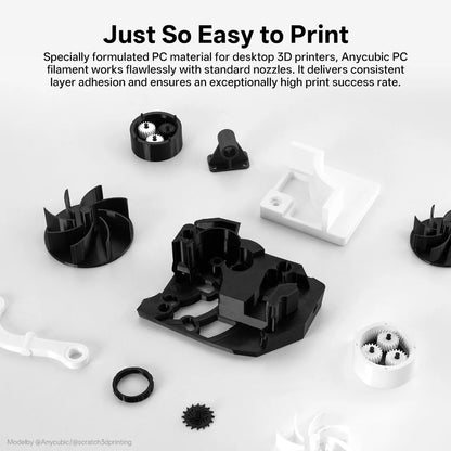 ANYCUBIC PC Filament Super Toughness Polycarbonate PLA 3D Printer Printing Filament Resistance 3D Printer Model Materials For S1