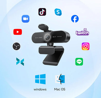 4K Webcam 1080P 60fps Video Camera EMEET C60E 4K Autofocus USB  Camera for Computer/PC Living/ Video Call/ Conference Web Cam