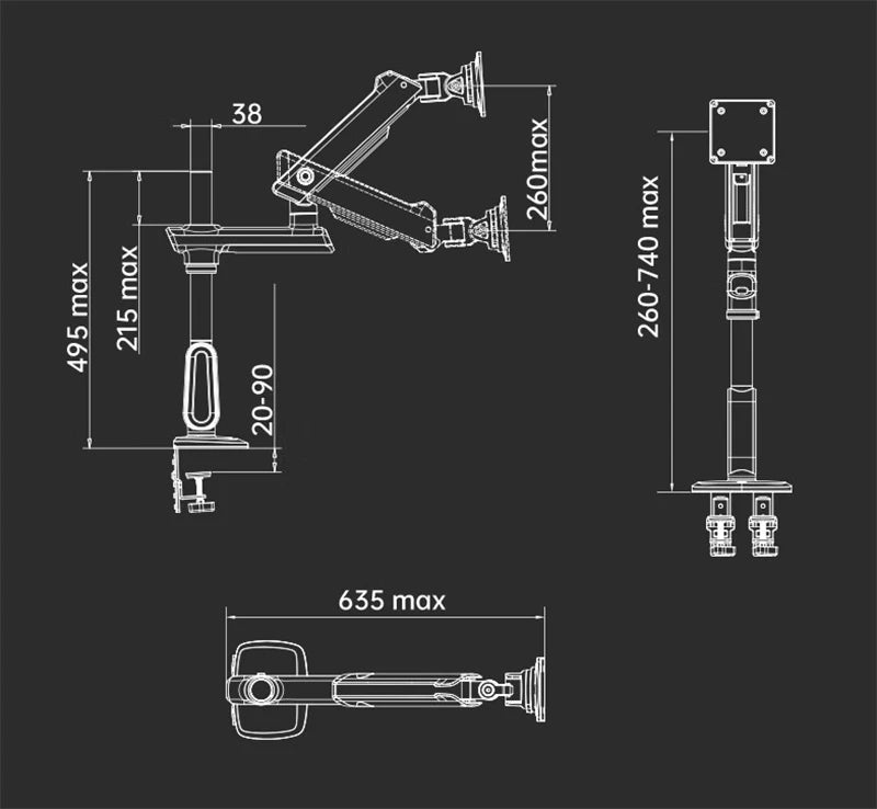 NB F7 E7 Gaming Monitor Arm 32-60 Inch Curved Arc Screen Desktop 2-20kgs Ultra Wide Monitor Holder Mount with RGB Light