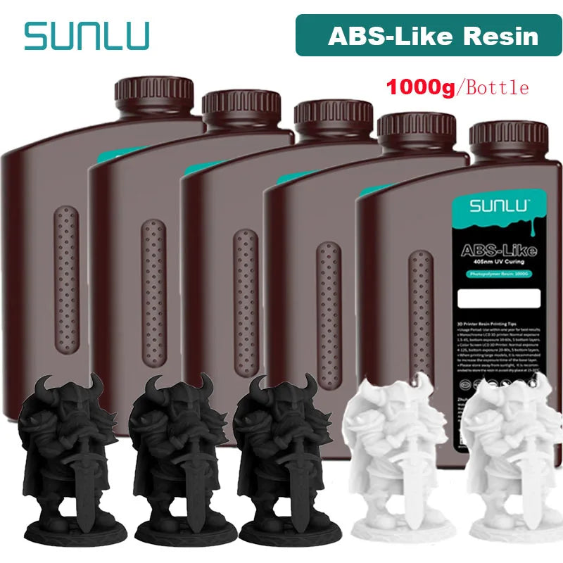 SUNLU 5KG ABS Like Resin 1000G/Bottle 405nm UV Curing Photopolymer Rapid 3D Resin for 2K 4K 6K 8K LCD/DLP/SLA 3D Printers
