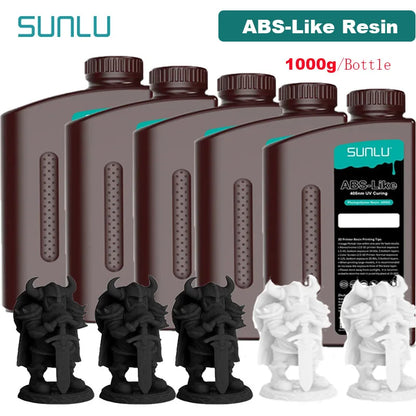 SUNLU 5KG ABS Like Resin 1000G/Bottle 405nm UV Curing Photopolymer Rapid 3D Resin for 2K 4K 6K 8K LCD/DLP/SLA 3D Printers