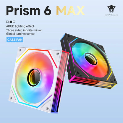 Jungle Leopard Prism 6MAX ARGB CPU Fan 120mm Black White 3 Side Infinity Mirrors PC Cooler Fan 5V 3PIN ARGB Mobo Sync 4PIN PWM