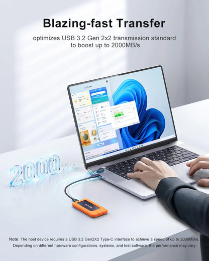 Kootion X1Max Portable SSD 2000MB/s 2TB 1TB 512GB USB3.2 Gen 2x2 External Solid State Drive PSSD for PC PS5 PS4 Laptop Desktop