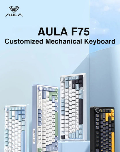 AULA F75 Wireless Mechanical Keyboard Hotswap Gasket Gaming Keyboard 75% Layout for PC for Laptop