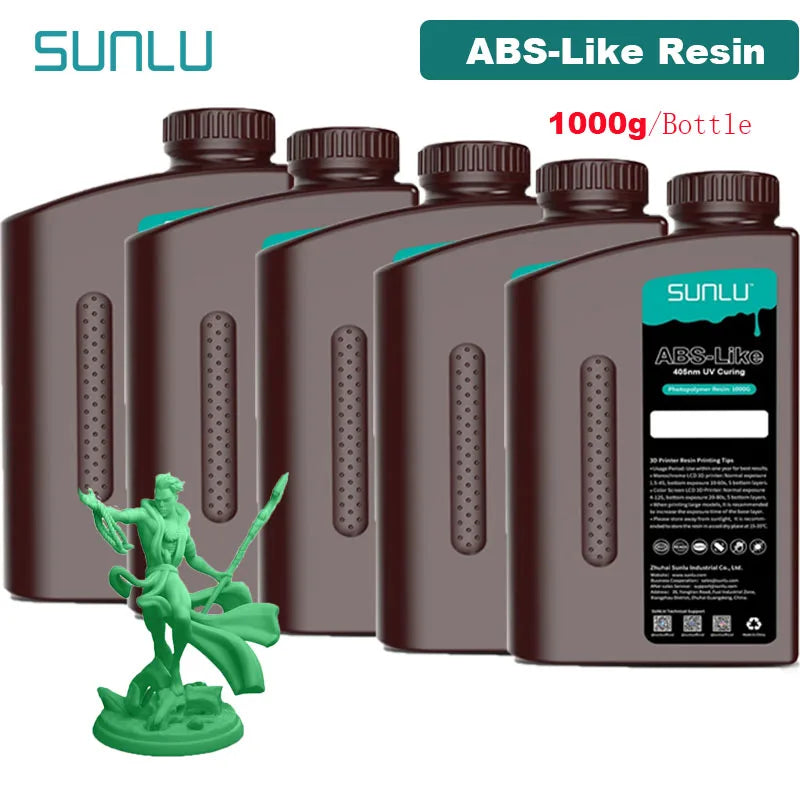 SUNLU 5KG ABS Like Resin 1000G/Bottle 405nm UV Curing Photopolymer Rapid 3D Resin for 2K 4K 6K 8K LCD/DLP/SLA 3D Printers