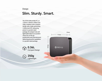 SOYO Mini PC Y5AIR Intel i5 4250U & Y5PLUS i7 4600U CPU 8G RAM 128G ROM VGA USB3.0 M.2 Win11Pro Desktop Computer WiFi BT4.2