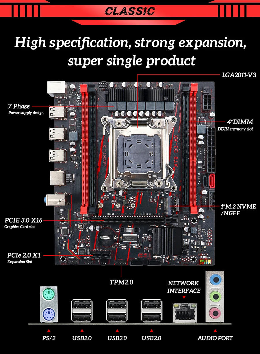 MOUGOL X79 DDR3 Motherboard Set Kit With Intel LGA2011-3 Xeon E5-2689 CPU+DDR3 2*8GB 1600MHz RAM Memory NVME M.2 SATA Game Set