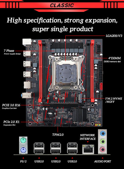 MOUGOL X79 DDR3 Motherboard Set Kit With Intel LGA2011-3 Xeon E5-2689 CPU+DDR3 2*8GB 1600MHz RAM Memory NVME M.2 SATA Game Set
