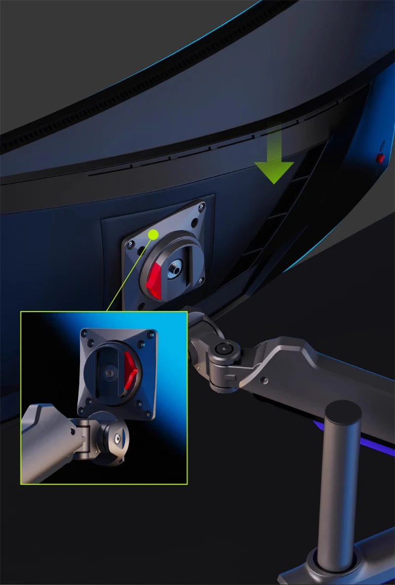 NB F7 E7 Gaming Monitor Arm 32-60 Inch Curved Arc Screen Desktop 2-20kgs Ultra Wide Monitor Holder Mount with RGB Light