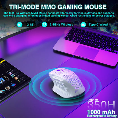 SOLAKAKA SM809 Pro Wireless MMO Gaming Mouse 16 Buttons 24000 DPI Wireles Mouse Ergonomic PAW3311 Sensor