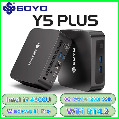 SOYO Mini PC Y5AIR Intel i5 4250U & Y5PLUS i7 4600U CPU 8G RAM 128G ROM VGA USB3.0 M.2 Win11Pro Desktop Computer WiFi BT4.2