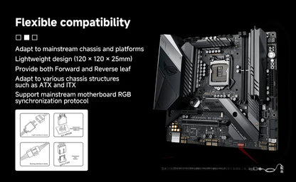 Jungle Leopard Prism 6MAX ARGB CPU Fan 120mm Black White 3 Side Infinity Mirrors PC Cooler Fan 5V 3PIN ARGB Mobo Sync 4PIN PWM
