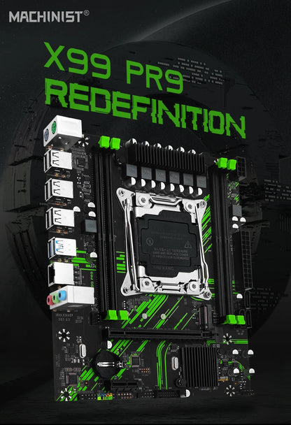 MACHINIST X99 PR9 motherboard supports Intel Xeon E5 2650 2680 2697 V4 LGA 2011-3 CPUs DDR4 memory and NVMe SATA M.2 M-ATX