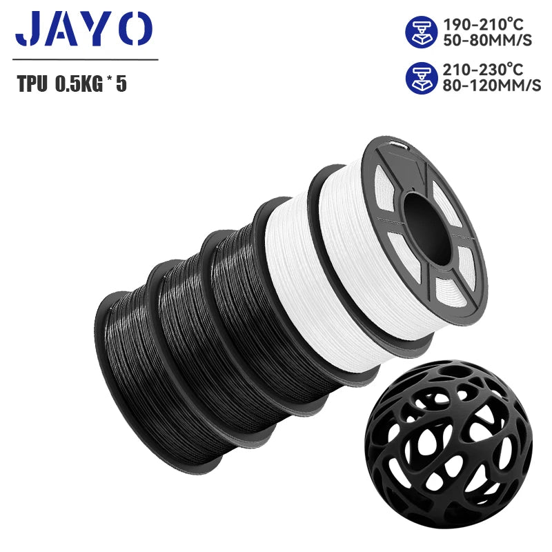 JAYO 5Rolls PLA/PLA Plus/petg/ABS/TPU/PLA meta/PLAYG/HS-PLA 3D Printer Filament 1.75mm FDM 3D Printer Materials for 3D Printer