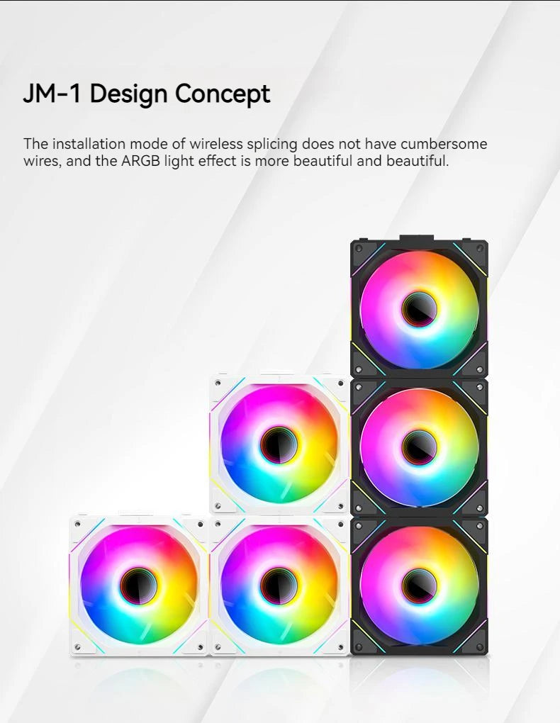 TEUCER JM-1 Fan Kit 3 in 1 ARGB Mirror Cycle Light Effect 4Pin PWM 800-2000RPM Water Cooling 360mm Wireless PC Cooler Fan