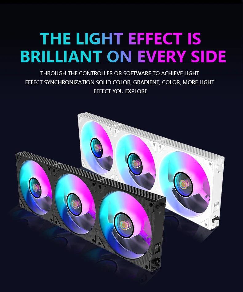Wovibo Wireless Splicing 120mm Uni Fan Cabless Cooling Fans Cooler PWM 4PIN 5V ARGB RGB PC Computer Case Fans 12cm