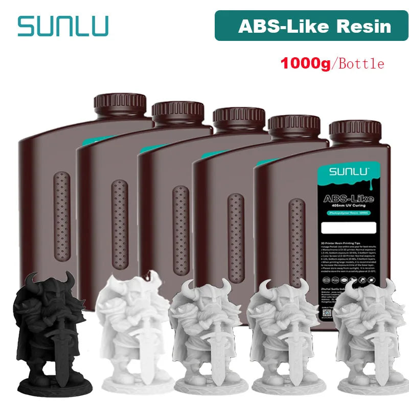 SUNLU 5KG ABS Like Resin 1000G/Bottle 405nm UV Curing Photopolymer Rapid 3D Resin for 2K 4K 6K 8K LCD/DLP/SLA 3D Printers