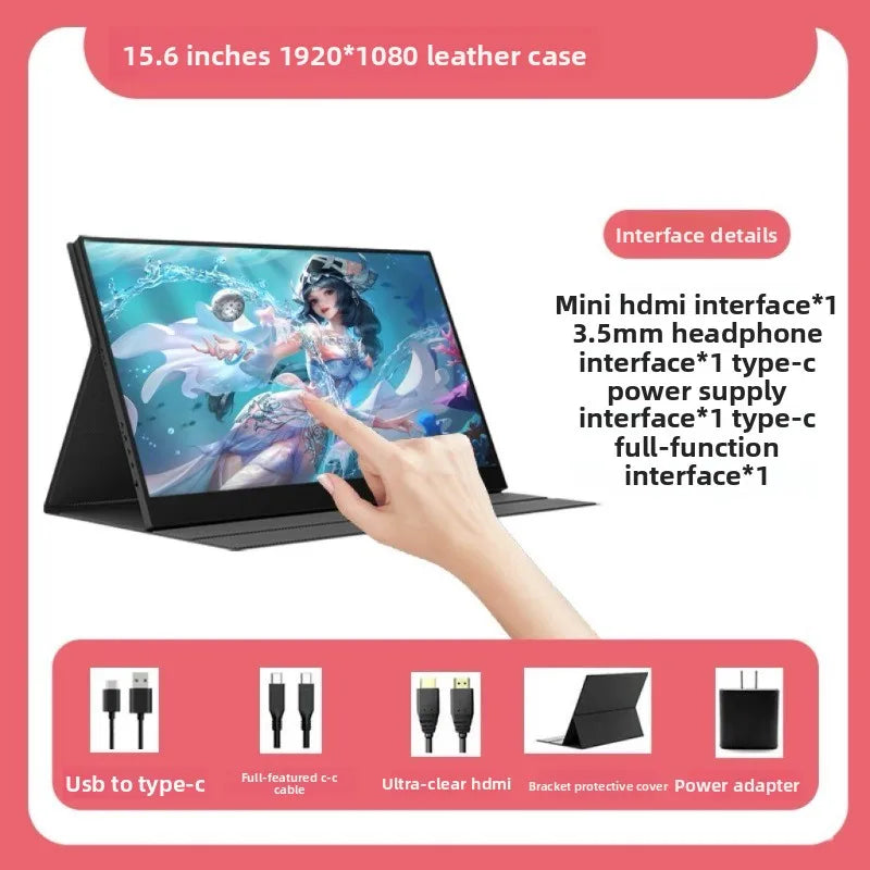 15.6" FHD IPS Portable Touch Monitor, USB-C Plug & Play Second Screen for Laptop/Mobile/Switch/PS5/Xbox, for Gaming & Office