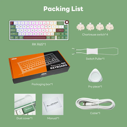 RK R65 Brazilian Portuguese Mechanical keyboard 66Keys Gasket RGB Backlit Hot-swappable Gamer keyboard Brazil RK Royal Kludge