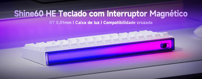 Veekos Shine60 HE Keyboard 60% AGRB with Lightbox RT0.01mm Magnetic Switch 8K Type-C Wired E-Sports Gaming Keyboard Do Brasil