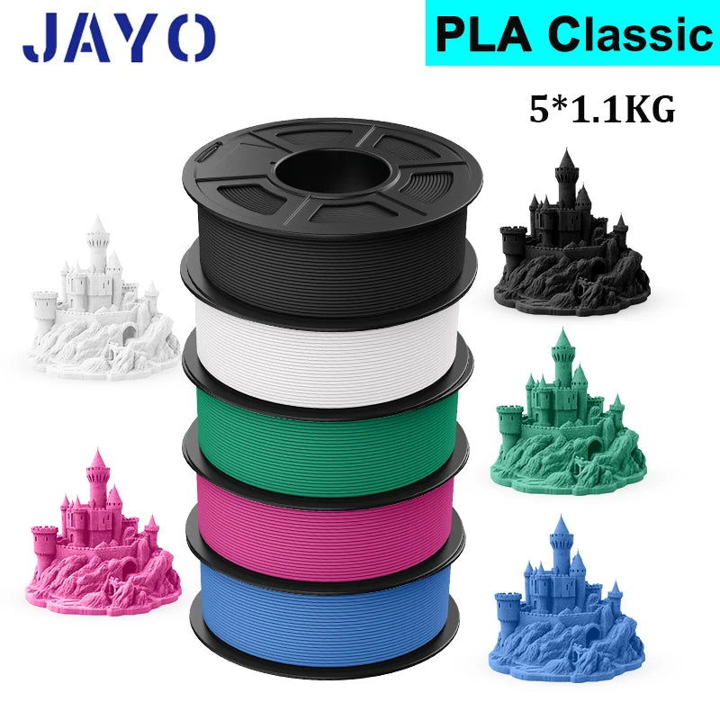 JAYO 5Rolls PLA/PLA Plus/petg/ABS/TPU/PLA meta/PLAYG/HS-PLA 3D Printer Filament 1.75mm FDM 3D Printer Materials for 3D Printer