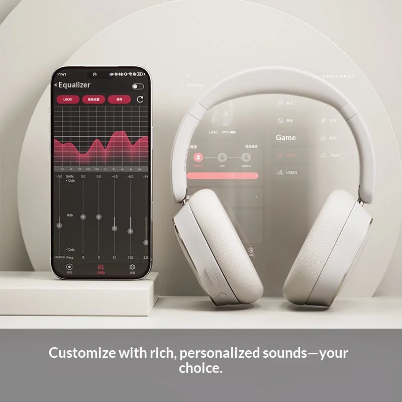 Fiio Eh13 Headphones Over Ear Gaming Bluetooth Dynamic Anc Noise Reduction Ldac Hifi Audio Long Battery Life Wireless Headset